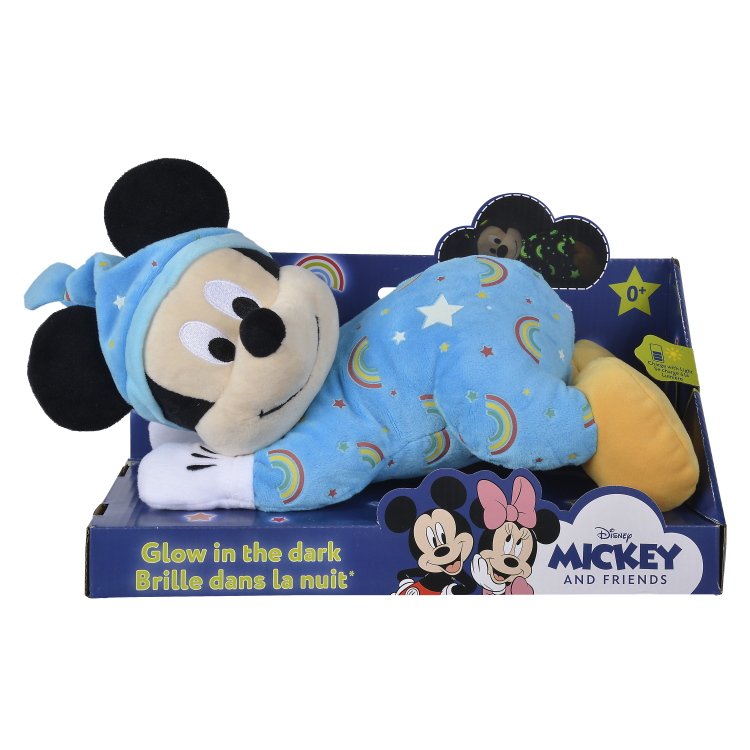  mickey mouse plush glow in dark lying blue 30 cm 
